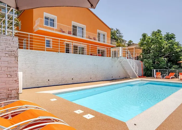 Orange Villa On The Cote D'Azur 6Br 11Pax Ac Private Heated Pool Bbq Mountain View