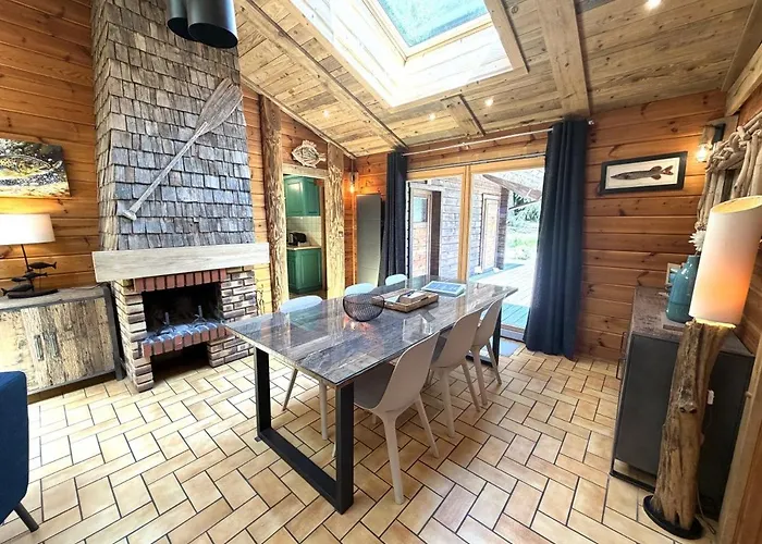 Le Fishing Lodge Chalet En Bois Avec Bain Nordique